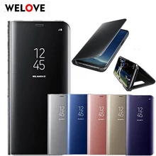Умный прозрачный зеркальный чехол для samsung Galaxy S9 S8 Plus S6 S7 Edge Note 8 для samsung A3 A5 A7 J3 J5 J7