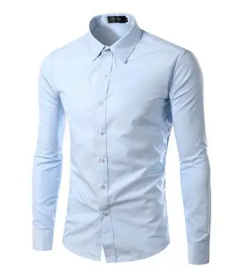 Chemise Homme Marque, весна, цветная рубашка с длинным рукавом, Camisa Masculina, тонкая офисная брендовая одежда - Цвет: Небесно-голубой