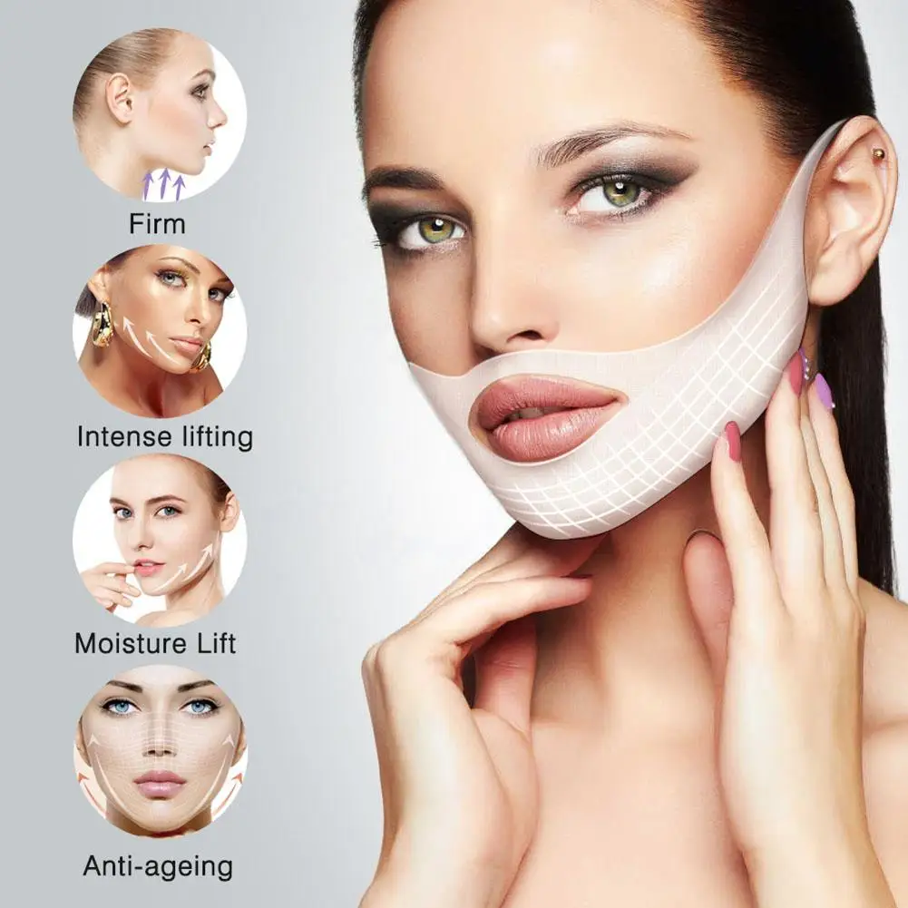 

4 Pieces V Shape Lift Up Belt Face Lifting Firming Mask V-Line Cheek Chin Slimming Mask For Weight Loss Skin Care Beauty Tool