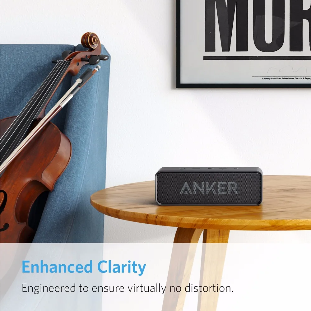 Anker SoundCore Портативный беспроводной Bluetooth динамик с двумя драйверами богатый бас 24h Playtime 66 ft Bluetooth Диапазон и встроенный микрофон Anker SoundCore Портативный беспроводной Bluetooth динамик с двумя драйверами богатый бас 24h Playtime 66 ft Bluetooth Диапазон и встроенный микрофон