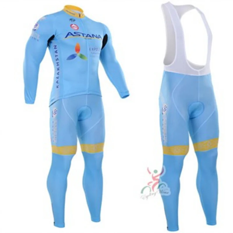 

2016 Astana TEAM Winter Thermal Fleece Cycling JERSEY Bike Pants Set Mens Ropa Ciclismo GEL Pads Bicycling Maillot Culotte