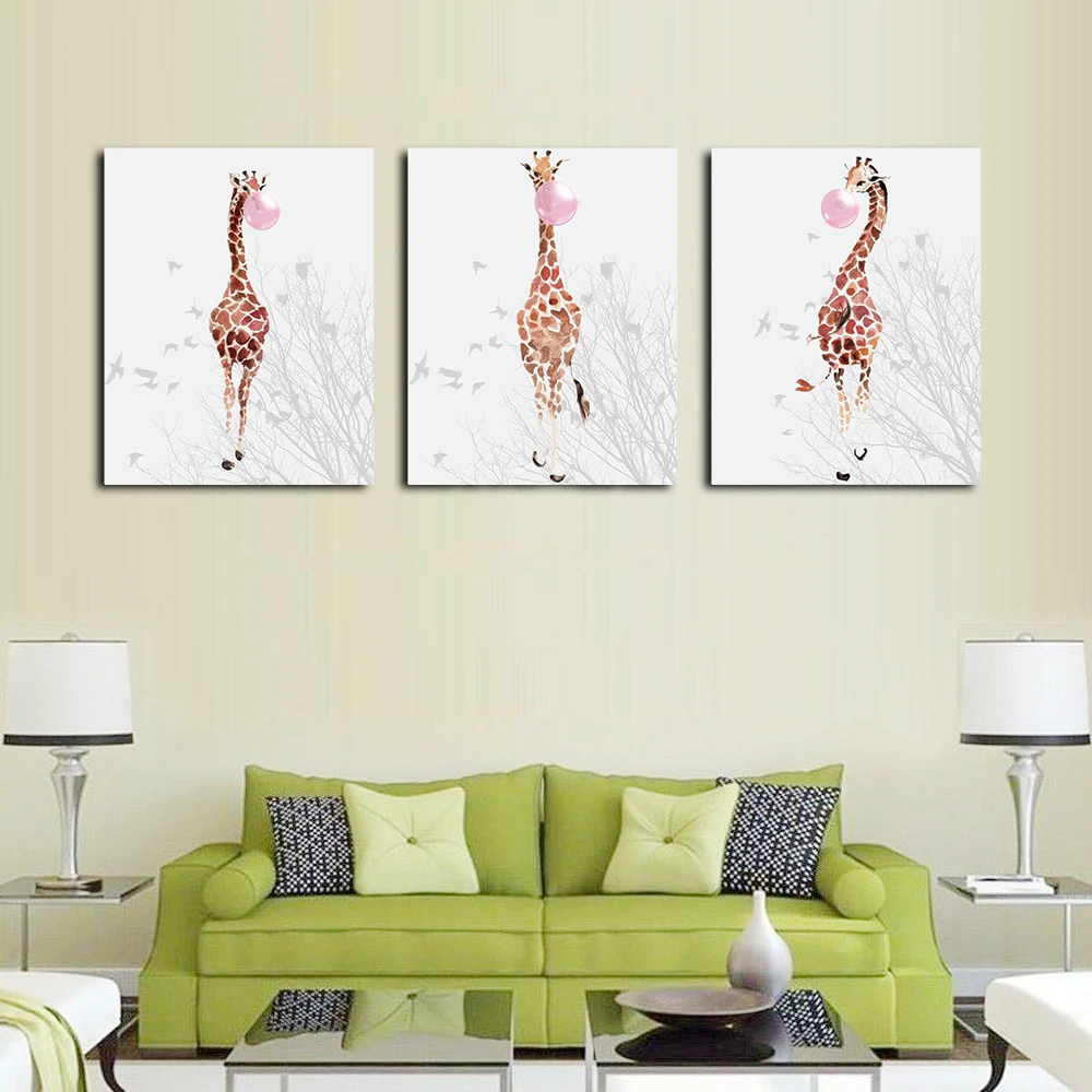 Giraffe Animals Simplicity Children Decor Canvas Painting Calligraphy Wall Pictures Unique Gift Kids Room Bedroom Home Art | Дом и сад