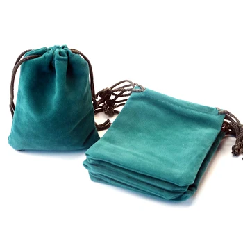 

100pcs/lot Lake Blue Velvet Bag Women Drawstring Gift Pouches 9*12cm Necklace Bracelet Jewelry Package Present Bag