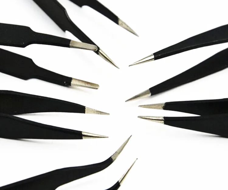 6pcs=One Set Professional Anti-Static Stainless Steel Tweezers Maintenance Tools Kits For small electronics Repair