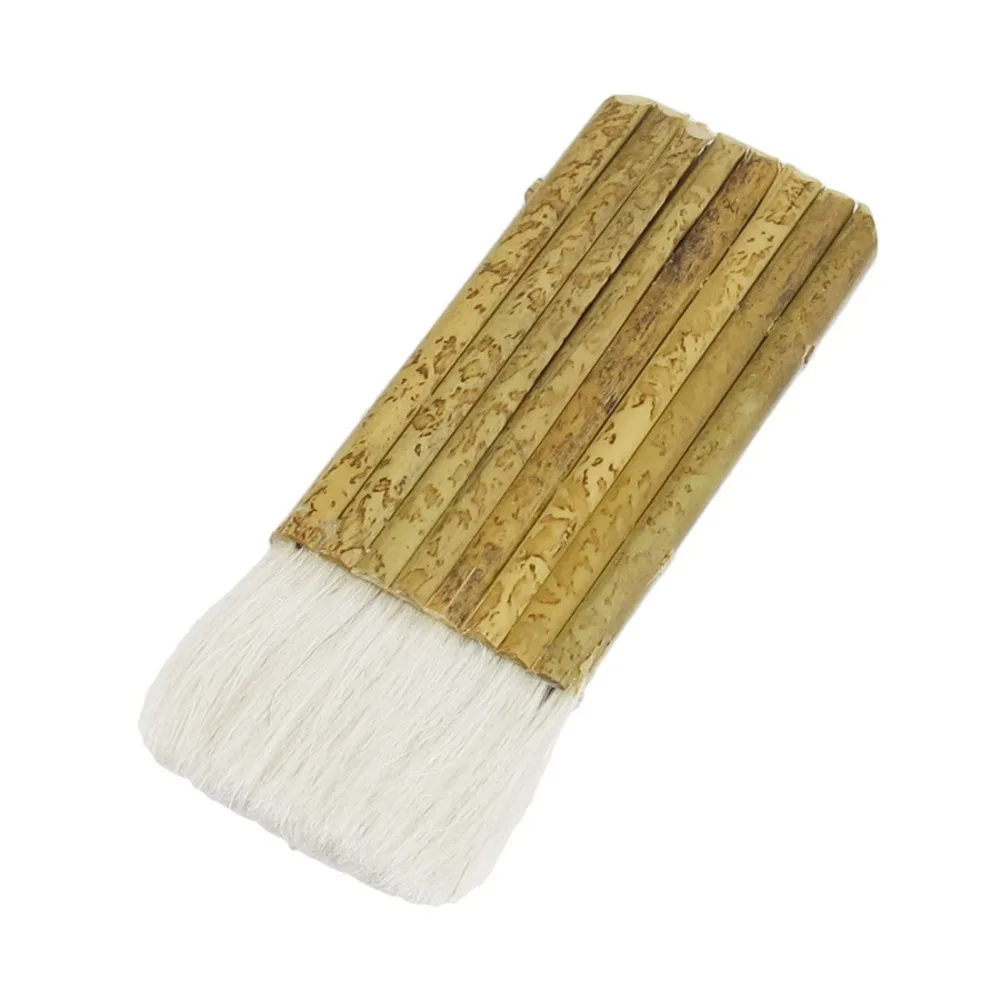 Buy 5 pcs 2" Wide Flat Bamboo Handle White Faux Wool Watercolor Paint Painting