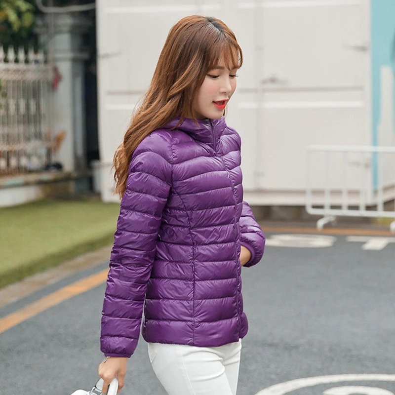 Womens Autumn Jacket 2018 Winter Ladies Hooded Fashion Coat Lightweight Duck Down Female Slim Coat Outwear Plus Size 4XL 5XL 6XL