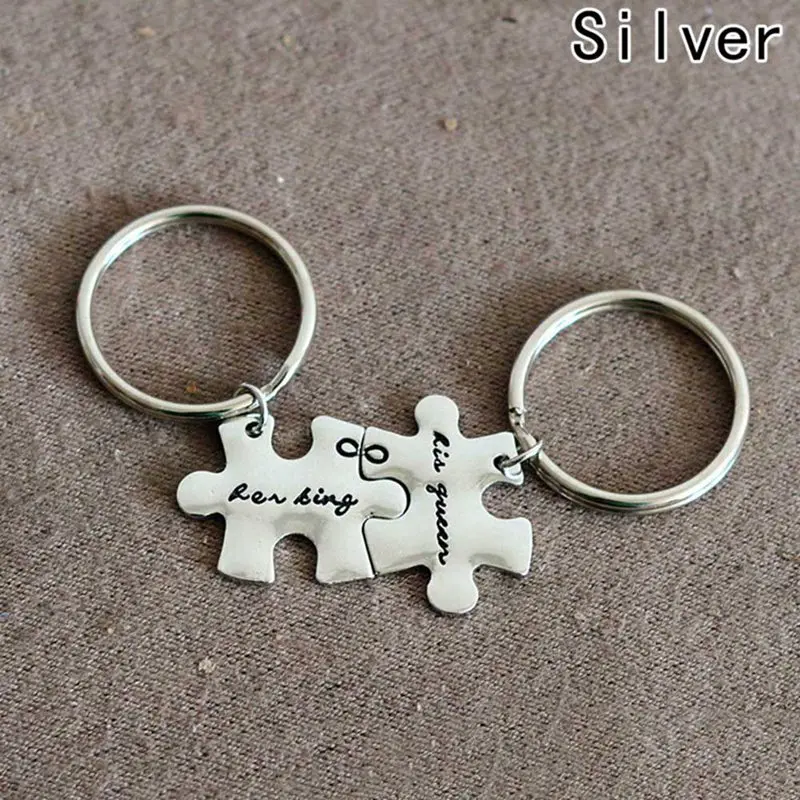 2pcs/set New Her King His Queen Keychain King and Queen Couple Key