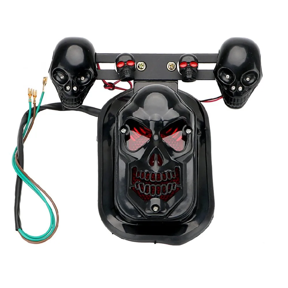 

Skull Motorcycle Quad ATV Turn Signal and Rear Brake Tail Light License Plate Lamp Tail light complete set choppers