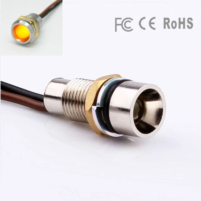 LED Indicator 25mm Thread Metal 12V Light Panel Signals Blue Control IP67