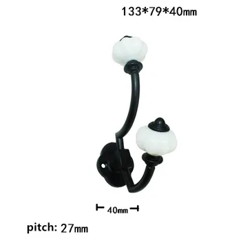 

1PC Black Wall Hooks Zinc Alloy With Ceramic For Home Hat Coat Clothes Towel Wall Door Hangers Bathroom Accessories Coat Hooks