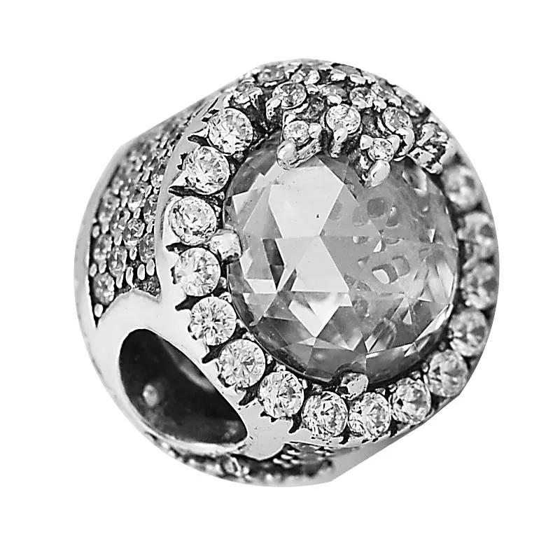 

100% 925 Sterling Silver Clear CZ Dazzling Snowflake Charms Beads Fits Original Bracelets DIY Charm Silver 925 Jewelry