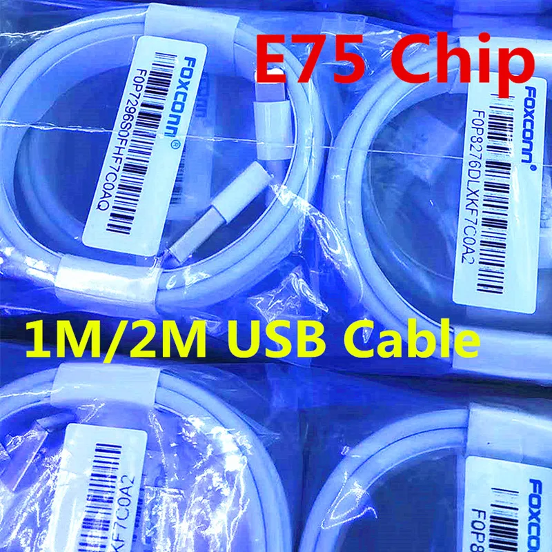 100 шт. 1 м 3 фута OEM E75 чип OD 0 мм 100% Высокое качество данных USB кабель для Foxconn 5c 5S 6 6s 7 s 8