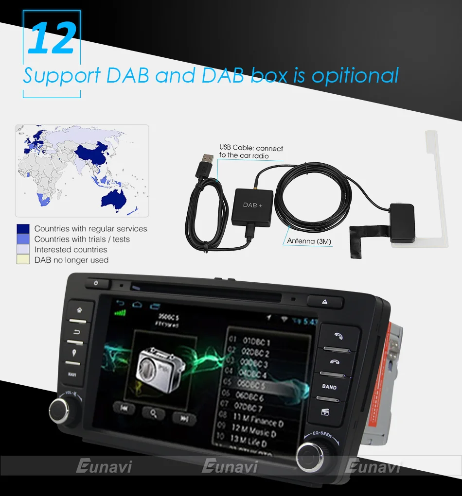 Cheap Eunavi 2 Din Car DVD GPS For Skoda Octavia 2012 2013 A 5 A5 Yeti Fabia Car Android 9.0 Quad Core RAM 2GB Stereo Radio Navigation 23