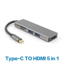 Концентратор USB 3,1 type C к HDMI видео адаптер HD ТВ конвертер SD TF кард-ридер 2 USB 3,0 концентратор для MacBook Pro к ТВ проектор