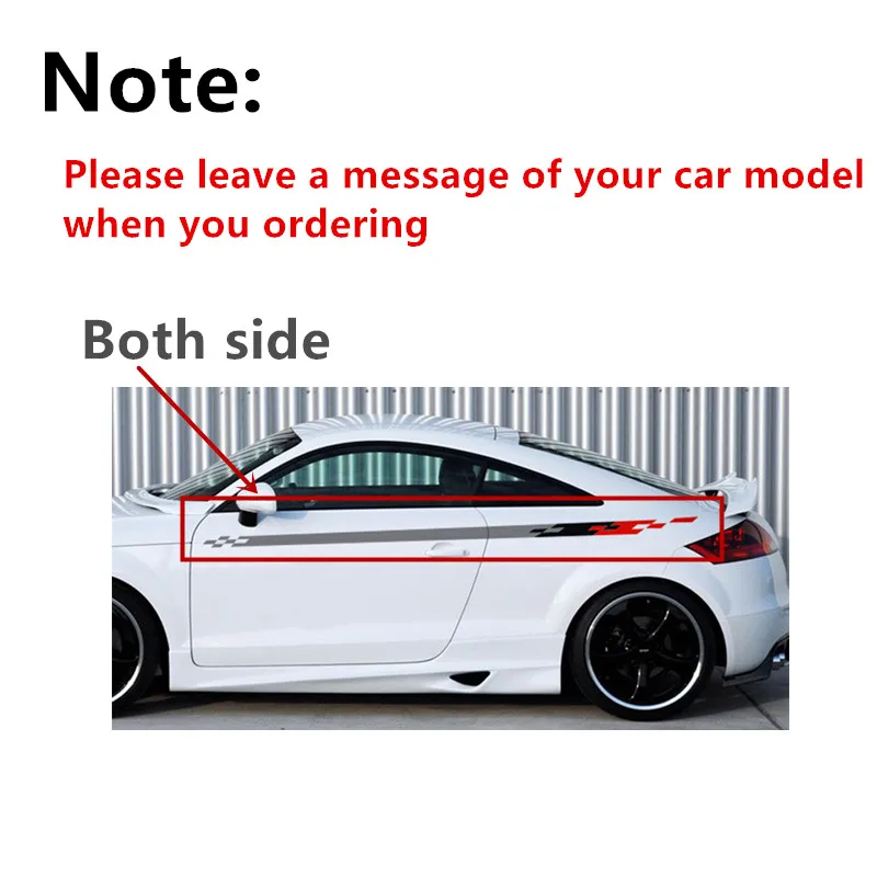 

Car styling Both Side Waist Lines decals stickers Racing Sport Car body decoration Vinyl Stickers for Audi Q3 Q5 TT