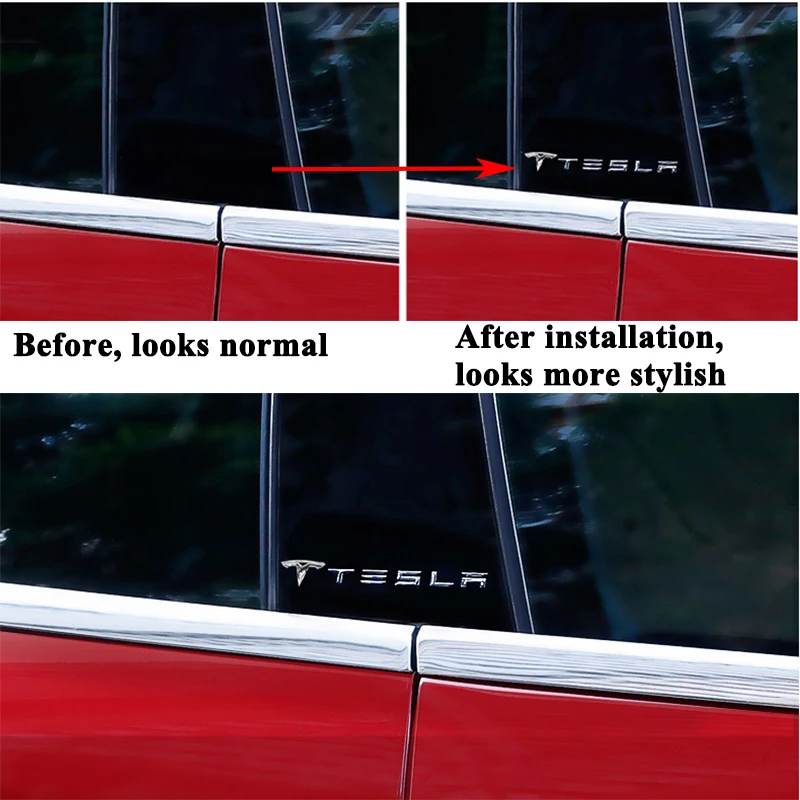 2 шт./компл. двери автомобиля колонны логотип Стикеры украшения четверти эмблема на окно автомобиля Средства для укладки волос Tesla модель S 3 X