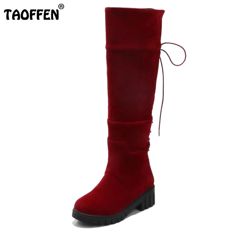 

TAOFFEN Size 34-43 Sexy Women Half Short Boots Cross Strap High Heel Boots Warm Shoes Women Mid Calf Boots For Women Footwears