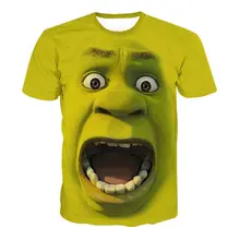 Shrek Casual fashion Men ‘s short – sleeved 3D digital printing T shirt Men’s Fashion 3D Exaggerated facial expressions T-Shirts