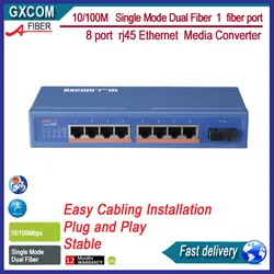 GF1108S 10/100 м одиночный режим двойного волокна 1 оптический порт и 8 портов rj45 Ethernet Media Converter