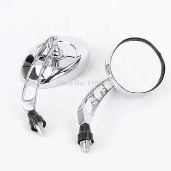 

Chrome Oval 10mm Side Motorcycle Rear Mirrors Case for Honda Handlebar Mount 1986-2012