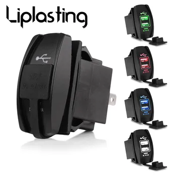 

Liplasting 12V Dual USB Socket Car Charger Power Adapter 3.1A 5V Output With 4 Color LED Light For All Phone