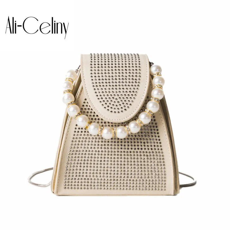 

Pearl handbag women 2019 new Korean version of wild rivets slung over a small bag shoulder Chain bag