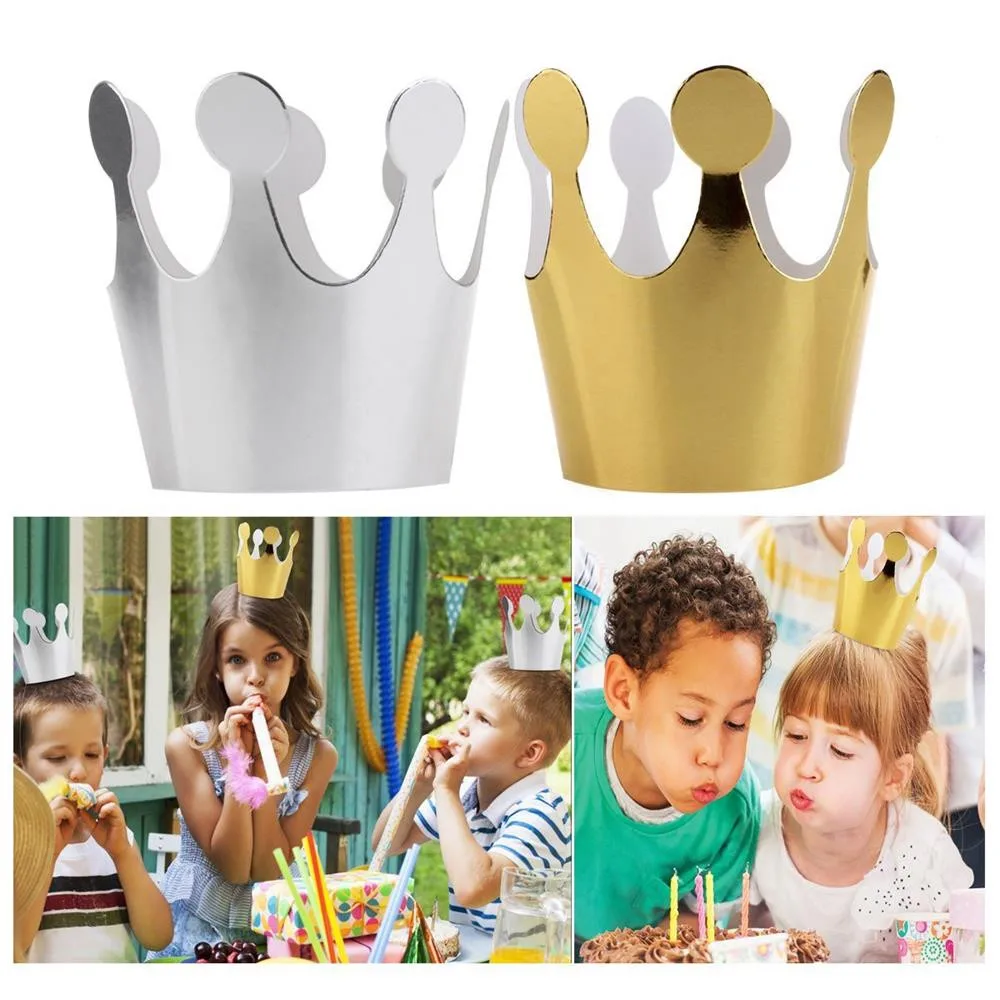 Дети взрослых с днем рождения бумаги шапки шапка Корона принца, принцессы вечерние украшения для мальчиков и девочек Золотая Корона