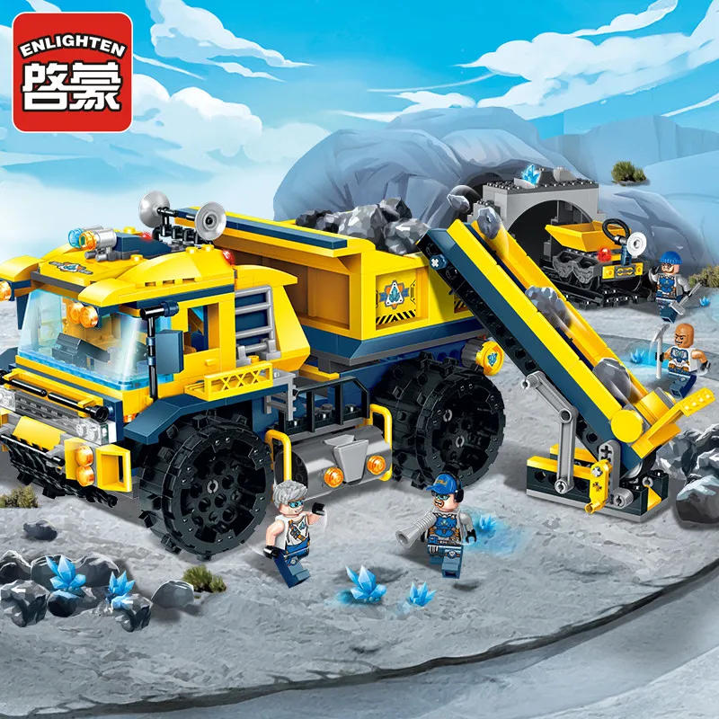 Enlighten строительный инженерный строительный блок Technic Kyanite Squad Dumptruck Monster 4 фигурки 458 шт кирпич-без коробки