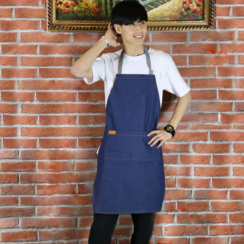 

2018 New Bib BBQ Denim painting aprons cowboy Unisex Aprons for Woman Men Cafe Chef barber Kitchen restaurant Cooking WQ051