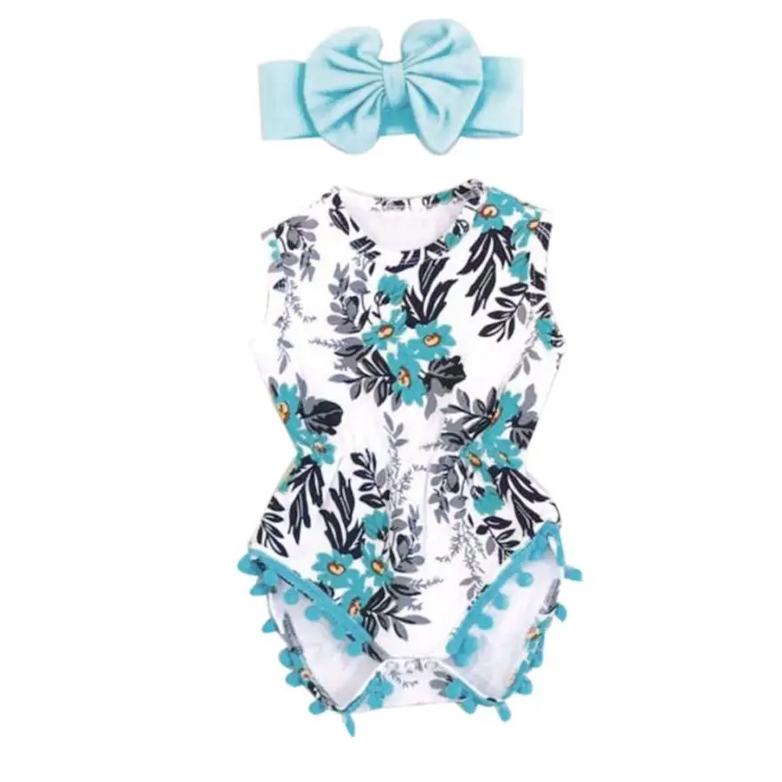 

Boys Girls Kids Children Clothes ClothingNewborn Toddler Kid Baby Girl Print Romper Jumpsuit Sunsuit+Headband Clothes Set