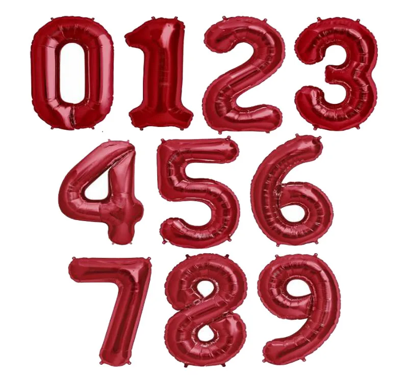 

32 inch Red Digit Foil Number Balloons Number Air Balloon Inflatable Toys Wedding Birthday Decorations Event Supplies