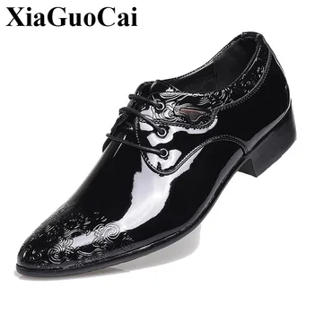 

England Style Men Shoes Business Pointed Toe Dress Shoes Leather Breathable Lace-up Casual Shoes Solid Black Men Formal Footwear