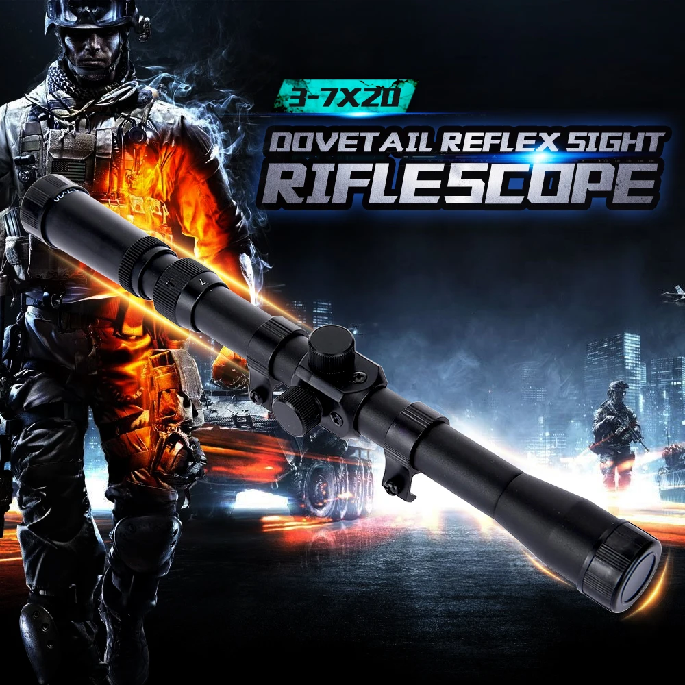 

3-7x20 11mm Dovetail Reflex Sight Riflescope Tactical Sniper Magnifier Scope For Hunting Rifle Pneumatic Gun Airsoft