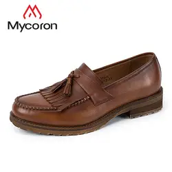 MYCORON/ботинки из натуральной кожи для мужчин Брендовая обувь модная мужская повседневная ручной работы воловьей лоферыsapato Masculino
