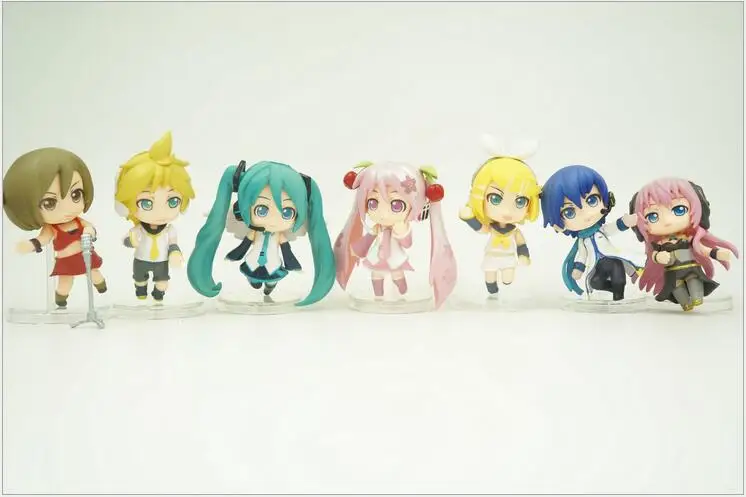 Аниме 7 см 6 шт./компл. Hatsune Miku Sakura Meiko Luka Kagamine Len Rin Kaito ПВХ Фигурки игрушки модель