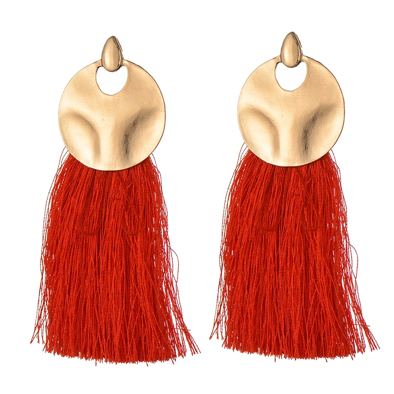 Bohemian Big Tassel Drop Earrings For Women Vintage Golden Round Fringe Earring Handmade Brincos Fashion Female Jewelry | Украшения и