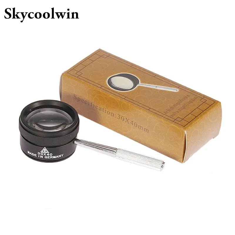 Skycoolwin 30X 40mm Magnifying Jeweler Loupe Glasses Hand Held Low