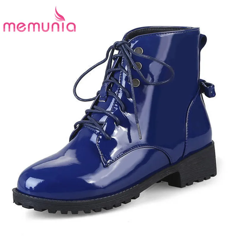 

MEMUNIA 2018 big size 33-46 round toe ankle boots women lace up warm autumn winter boots casual fashion Martin boots lady shoes