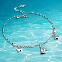 Женские ножные браслеты ювелирные изделия, 925 пробы Серебряные ножные браслеты для женщин. Модные ювелирные изделия гладкие парусные ножные браслеты