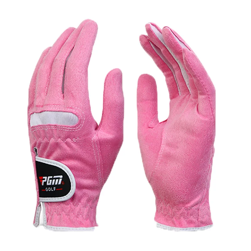 1 пара, женские мягкие эластичные регулируемые дышащие противоскользящие перчатки для гольфа, тренировочные перчатки, подарок для Гольфиста, начинающего тренера - Цвет: Розовый