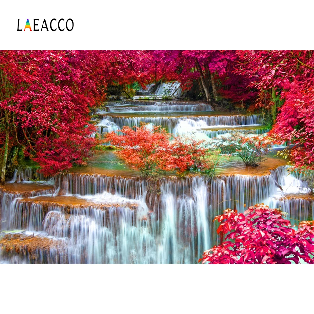 

Laeacco Forest Maple Falls Scene Photography Backgrounds Customized Photographic Backdrops Props For Photo Studio