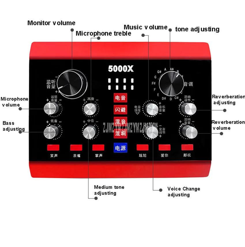 5000X голосовое изменение звука микшер микрофон веб-Каст развлечения стример прямая трансляция Звуковая карта для мобильного телефона компьютера ПК