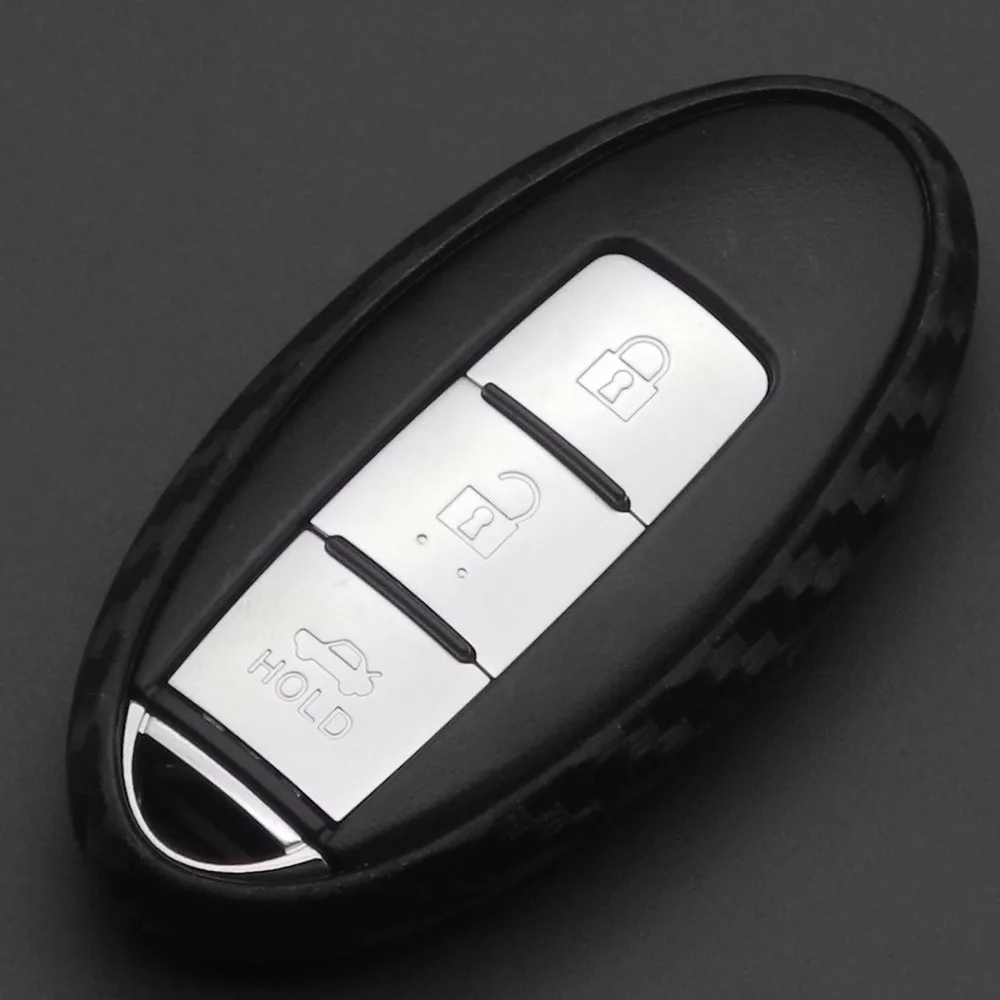 

Carbon fiber Silica gel Case Cover Car Key Wallet Cool Car key Keychain For Nissan Almera March Qashqai juke x-trail tiida