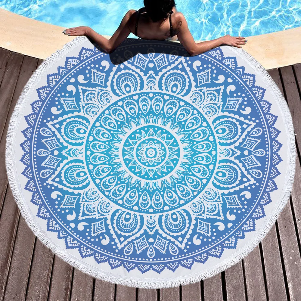 150 سنتيمتر شرابة العملاقة بطانية شاطئ نزهة التخييم حصيرة جولة Sandbeach منشفة المطبوعة TableclothPad كاليكو النساء شال فراش