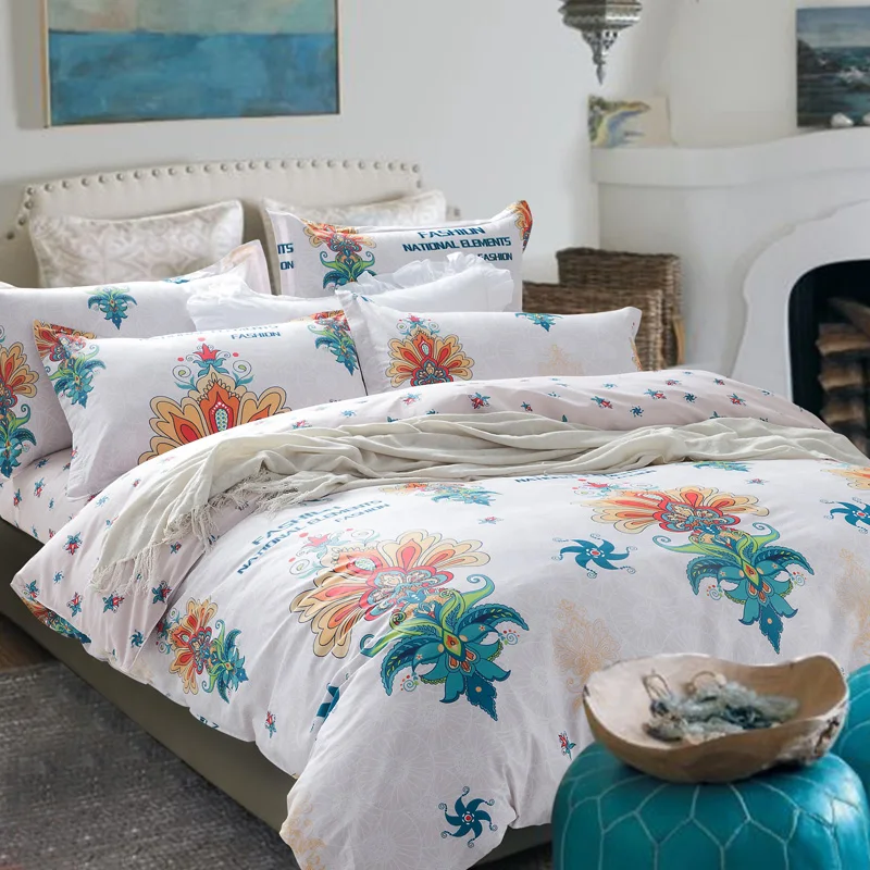 home textile Comforter 100 Cotton queen size bedsheet set classic 4pcs