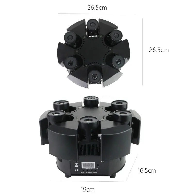 Новинка, умный лазерный светильник с 6 головками и движущейся головкой, цветной лазерный светильник RGB с цветочным рисунком, проектор, неограниченный вращающийся лазерный светильник для дискотеки