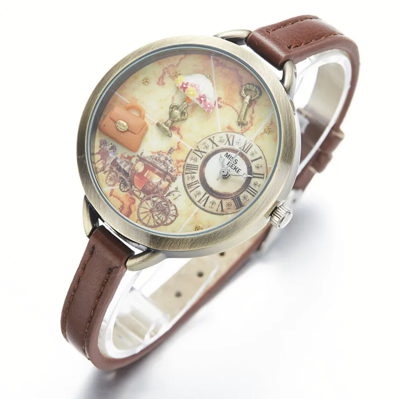 Miss Keke/Детские часы для девочек, глиняные мини-часы с цветком и кожаным ремешком, наручные часы для студентов, Мультяшные кварцевые часы Montre Enfant 881