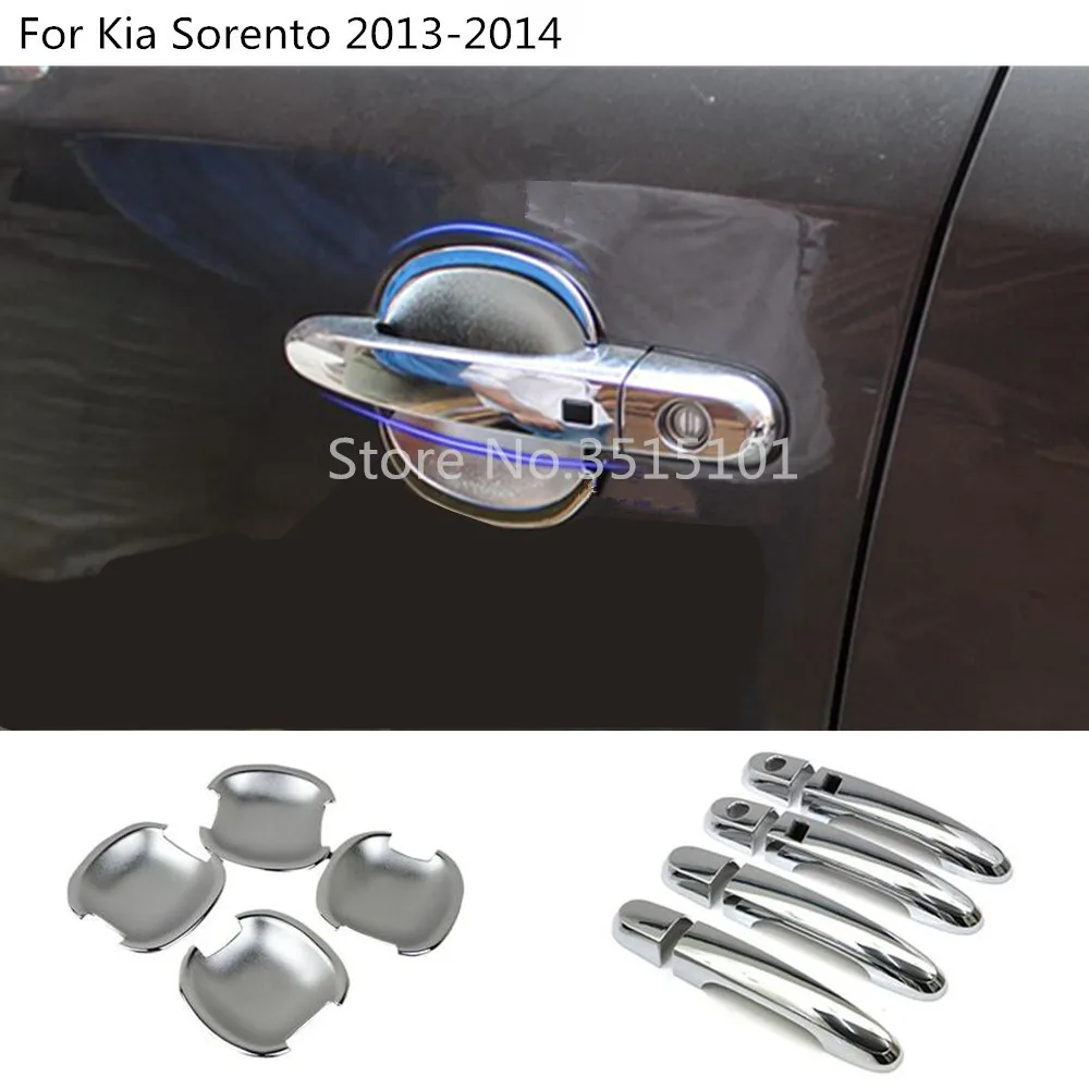 

Car cover Styling detector frame panel lamp trim ABS chrome door handle bowl armrest handrail for Kia Sorento 2013 2014