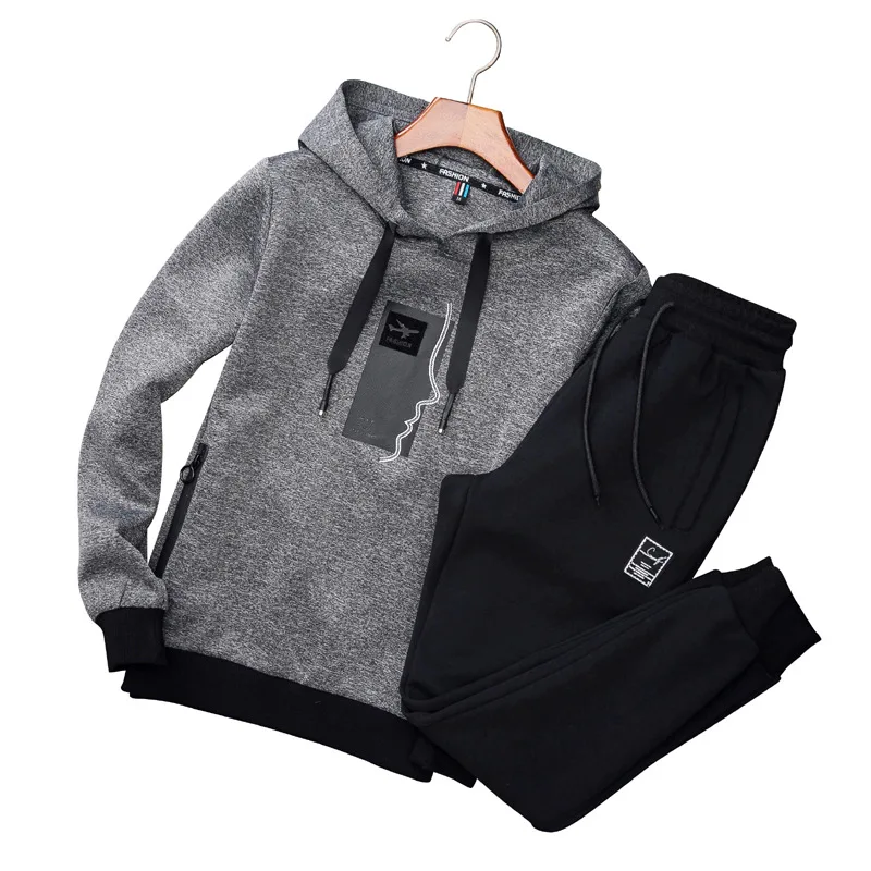 

AmberHeard Men Sporting Suit Set Spring Autumn Fashion Hoodies Sweatshirt+Pant Sportswear 2 Piece Set Joggers Tracksuit For Men