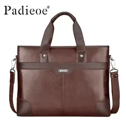 Padieoe натуральная кожа портфели мужские сумки портфель для ноутбука черный коричневый кожаный портфель на ремне